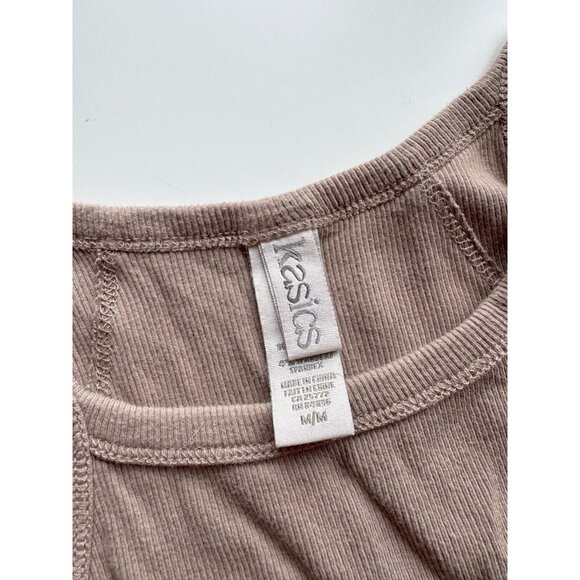 KASICS Taupe Cotton Baby Rib Racerback Tank, Size M - Picture 9 of 11